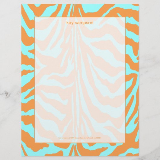 ゼブラ印刷、レトロ色 レターヘッド (正面)