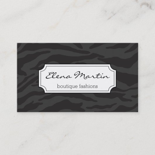 ゼブラ印刷 |濃い灰色 名刺 (正面)