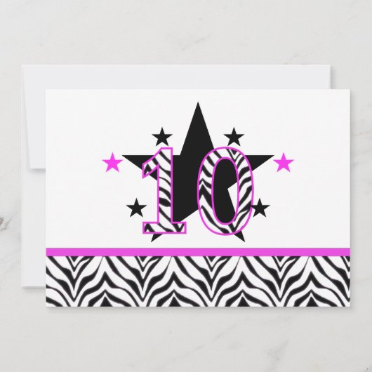 ゼブラ印刷:第10バースデーパーティ招待状 招待状 (裏面)