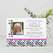 ゼブラ印刷:第12バースデーパーティ招待状 招待状 (スタンド正面)