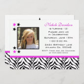 ゼブラ印刷:第12バースデーパーティ招待状 招待状 (正面/裏面)