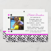 ゼブラ印刷:第6バースデーパーティ招待状 招待状 (正面/裏面)