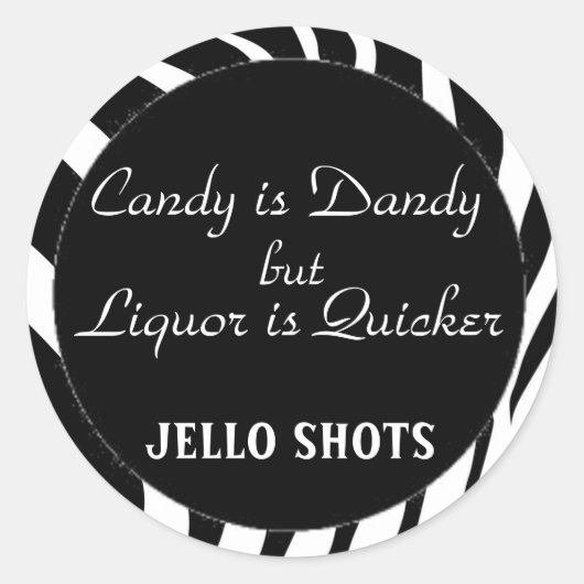 ゼブラ印刷、黒い円、ダンディキャンディは… ラウンドシール (正面)