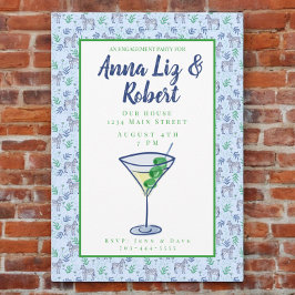 ゼブラ名門私立校風のマルティーニ婚約パーティブルー 招待状