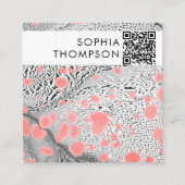 ゼブラ大理石抽象芸術QRコードソーシャルメディア スクエア名刺 (正面)