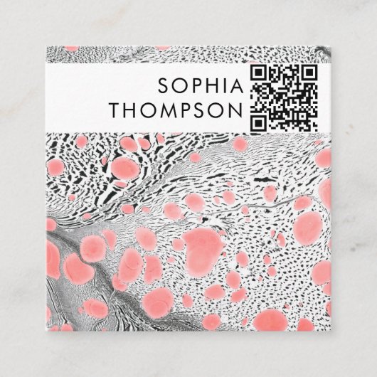 ゼブラ大理石抽象芸術QRコードソーシャルメディア スクエア名刺 (正面)