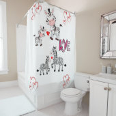 ゼブラ子供のバレンタインデーのショーカーテンホワイト シャワーカーテン (インサイチュ)