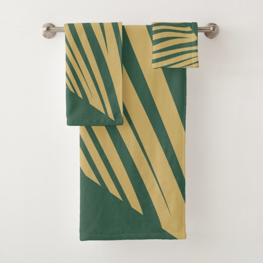 ゼブラ幾何学的シアンとベージュ バスタオルセット (インサイチュ)