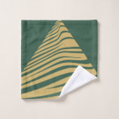 ゼブラ幾何学的シアンとベージュ バスタオルセット (ウォッシュタオル)