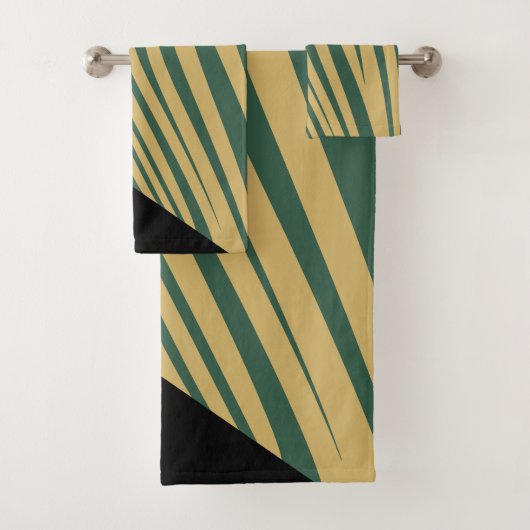 ゼブラ幾何学的シアン、ブラック&ベージュ バスタオルセット (インサイチュ)