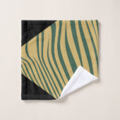 ゼブラ幾何学的シアン、ブラック&ベージュ バスタオルセット (ウォッシュタオル)