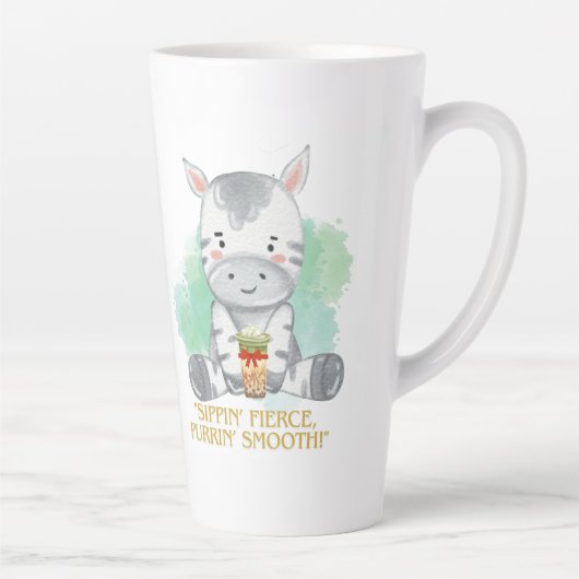 ゼブラ引用文漫画を飲むボバティー カフェラテマグ (右)