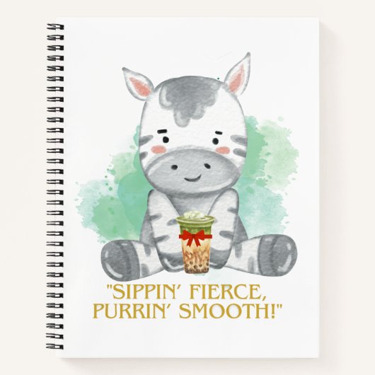 ゼブラ引用文漫画を飲むボバティー ノートブック (正面)