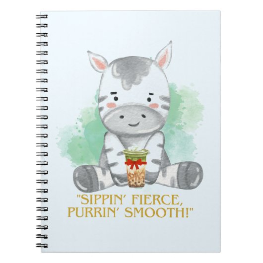 ゼブラ引用文漫画を飲むボバティー ノートブック (正面)