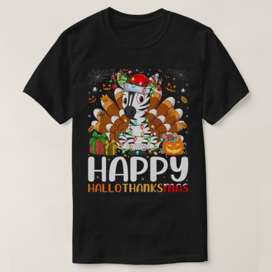 ゼブラ恋人ハロウィーンクリスマスハッピーハロサンクスメゾン Tシャツ (デザイン正面)