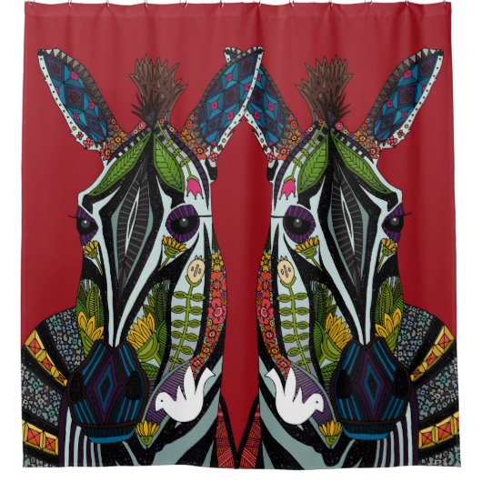 ゼブラ愛の赤 シャワーカーテン (正面)