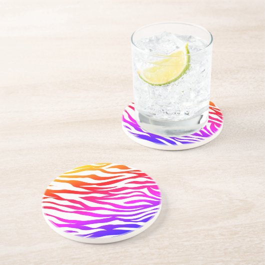 ゼブラ数々の色の皮膚ストライプのパターン–22164 コースター (側面)