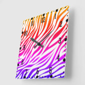 ゼブラ数々の色の皮膚ストライプのパターン–22164 スクエア壁時計 (傾斜)