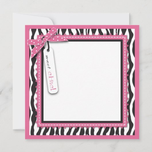 ゼブラ柄とベビーカーのベビーシャワー 招待状 (裏面)