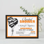 ゼブラ柄のオレンジ色の風船を使ったおしゃれな結婚前のお祝いパーティー 招待状 (スタンド正面)