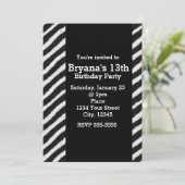 ゼブラ柄のシックな誕生日パーティー招待状 招待状 (スタンド正面)