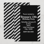 ゼブラ柄のシックな誕生日パーティー招待状 招待状 (正面/裏面)