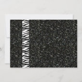 ゼブラ柄のリボンが付いたピンクのグリッターの招待状 招待状 (裏面)