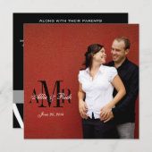 ゼブラ柄の写真モノグラム ウェディング 招待状 (正面/裏面)