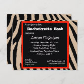 ゼブラ柄の独身最後の女友達パーティー招待状 招待状 (正面/裏面)