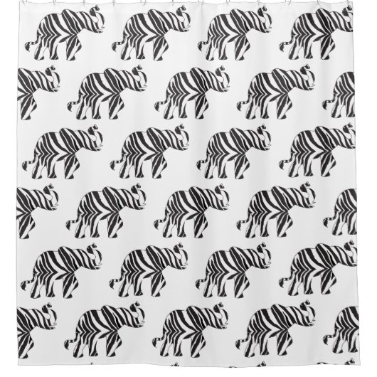 ゼブラ模様の象 シャワーカーテン (正面)