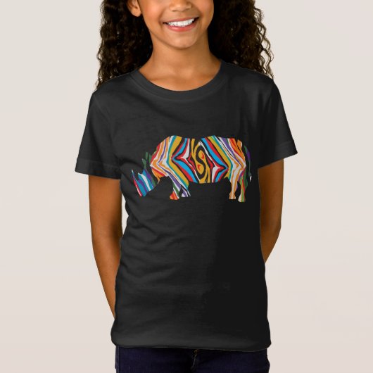 ゼブラ模様サイケデリックのサイ Tシャツ (正面)