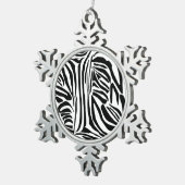 ゼブラ模様 スノーフレークピューターオーナメント (右)