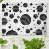 ゼブラ水玉模様ブラックアンドグレープリント キッチンタオル (折り畳み)