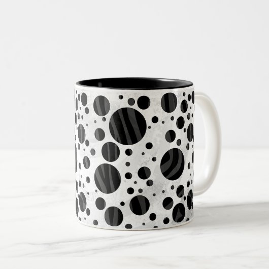 ゼブラ水玉模様ブラックアンドグレープリント ツートーンマグカップ (正面右)