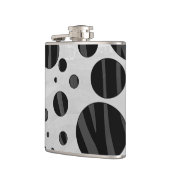 ゼブラ水玉模様ブラックアンドグレープリント フラスク (左)