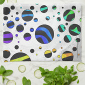 ゼブラ水玉模様ブラックアンドレインボープリント キッチンタオル (折り畳み)