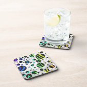 ゼブラ水玉模様ブラックアンドレインボープリント コースター (右側)