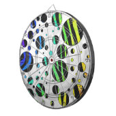 ゼブラ水玉模様ブラックアンドレインボープリント ダーツボード (正面右)