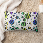 ゼブラ水玉模様ブラックアンドレインボープリント ランバークッション (ブランケット)