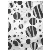 ゼブラ水玉模様ブラック&ライトグレー クリップボード (裏面)