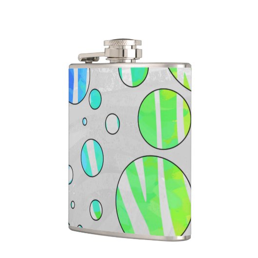 ゼブラ水玉模様レインボーアンドホワイトプリント フラスク (左)