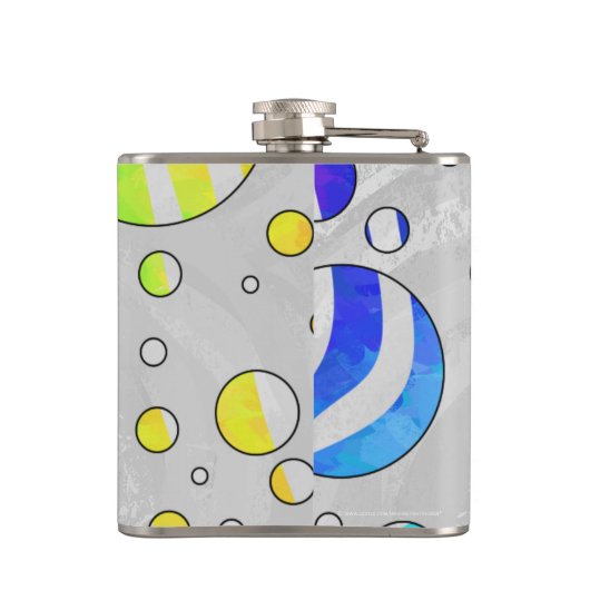 ゼブラ水玉模様レインボーアンドホワイトプリント フラスク (裏面)