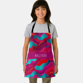 ゼブラ波ピンク海軍レインボーパターン エプロン (インサイチュ)