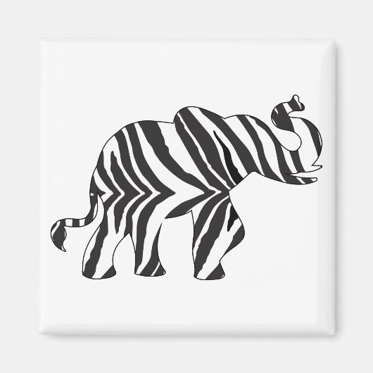 ゼブラ活字ゾウ マグネット (正面)