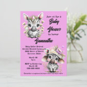 ゼブラ漫画かわいいジャングルサファリガールグリッター 招待状 (スタンド正面)