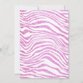 ゼブラ漫画かわいいジャングルサファリガールグリッター 招待状 (裏面)