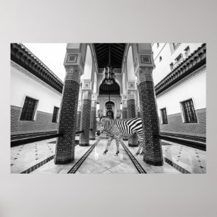 ゼブラ白黒建物風景 ポスター