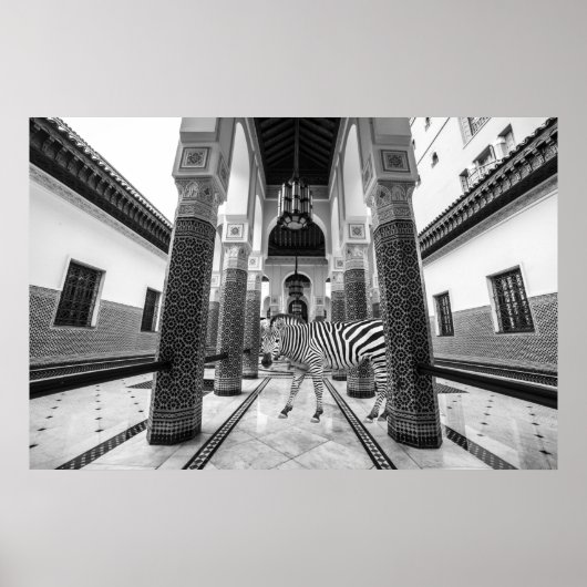 ゼブラ白黒建物風景 ポスター (正面)
