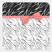 ゼブラ皮白黒タイガーレザーストライプピンク スクエアシール (正面)