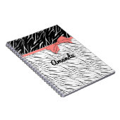 ゼブラ皮白黒タイガーレザーストライプピンク ノートブック (右側)